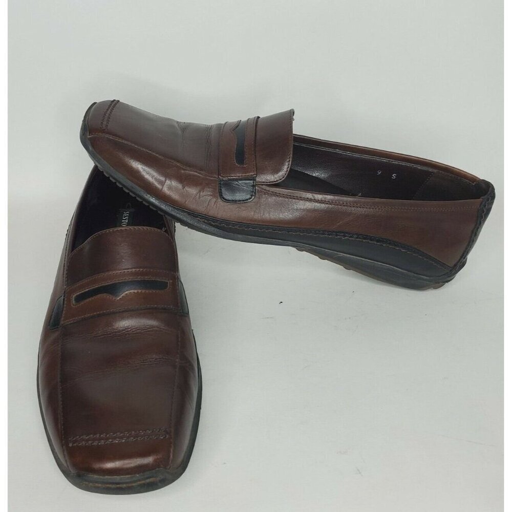 Sesto Meucci Womens Driving Loafers Leather Slip On Shoes Brown Black Size 9